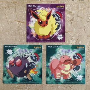 NOS Vintage Pokemon 1999 Lot of 3 Nintendo Stickers Gotta catch 'em all!